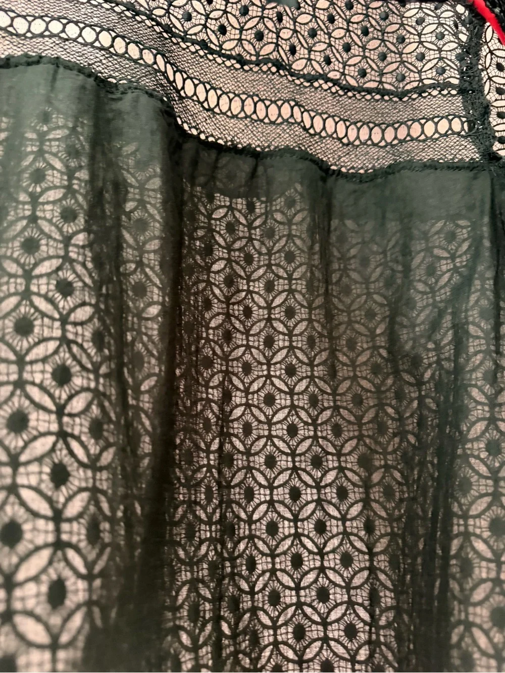 Zara Forest Green Lace Short-Sleeve Top Size M